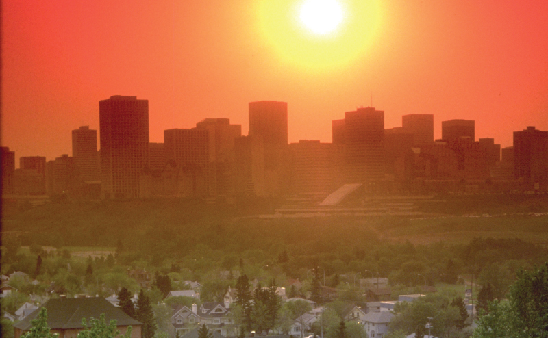 Evening sun over dowtown Edmonton