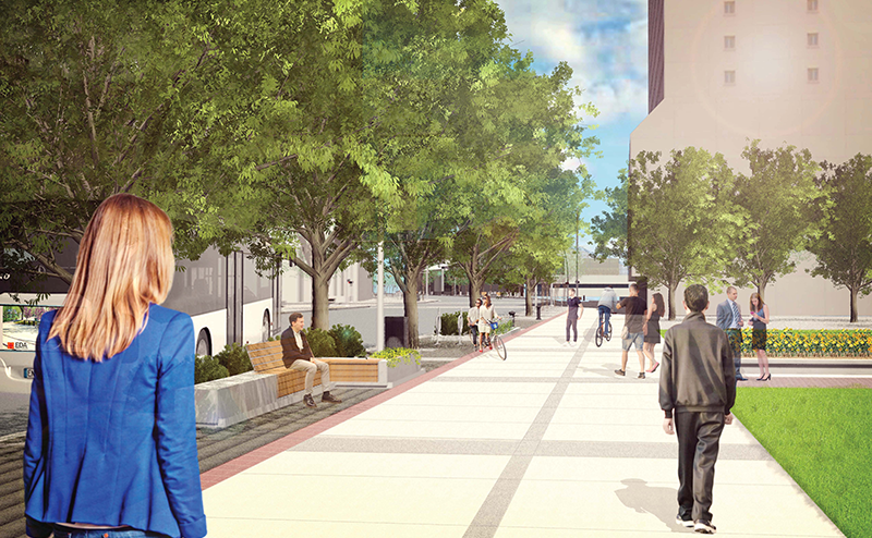 Graphic rendering depicting re-established Jasper Avenue.