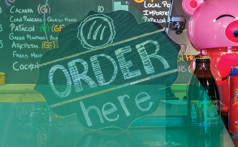 A graphic with the words "Order here" 