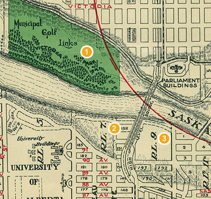 Map of Walterdale area during 1915 flood