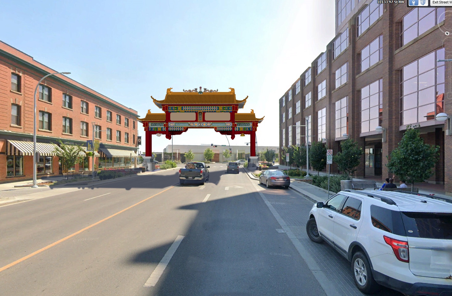 Harbin Gate Draft Design (subject to change) - view from Jasper Avenue looking north