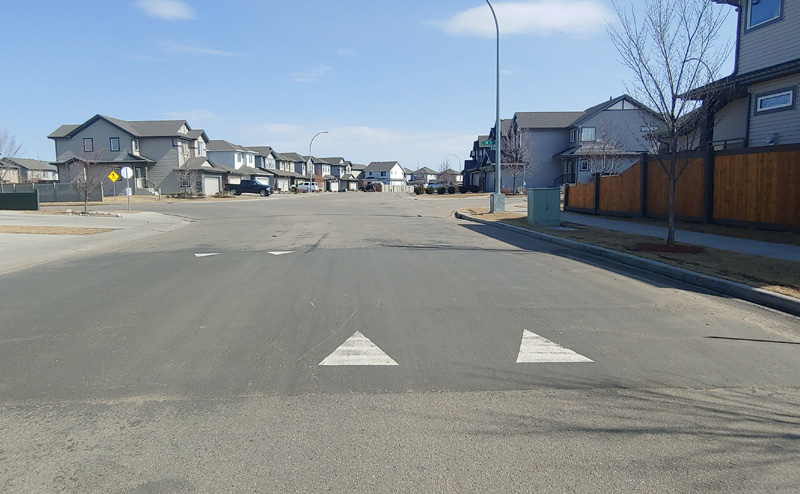 view of a road with a raised portion of the road