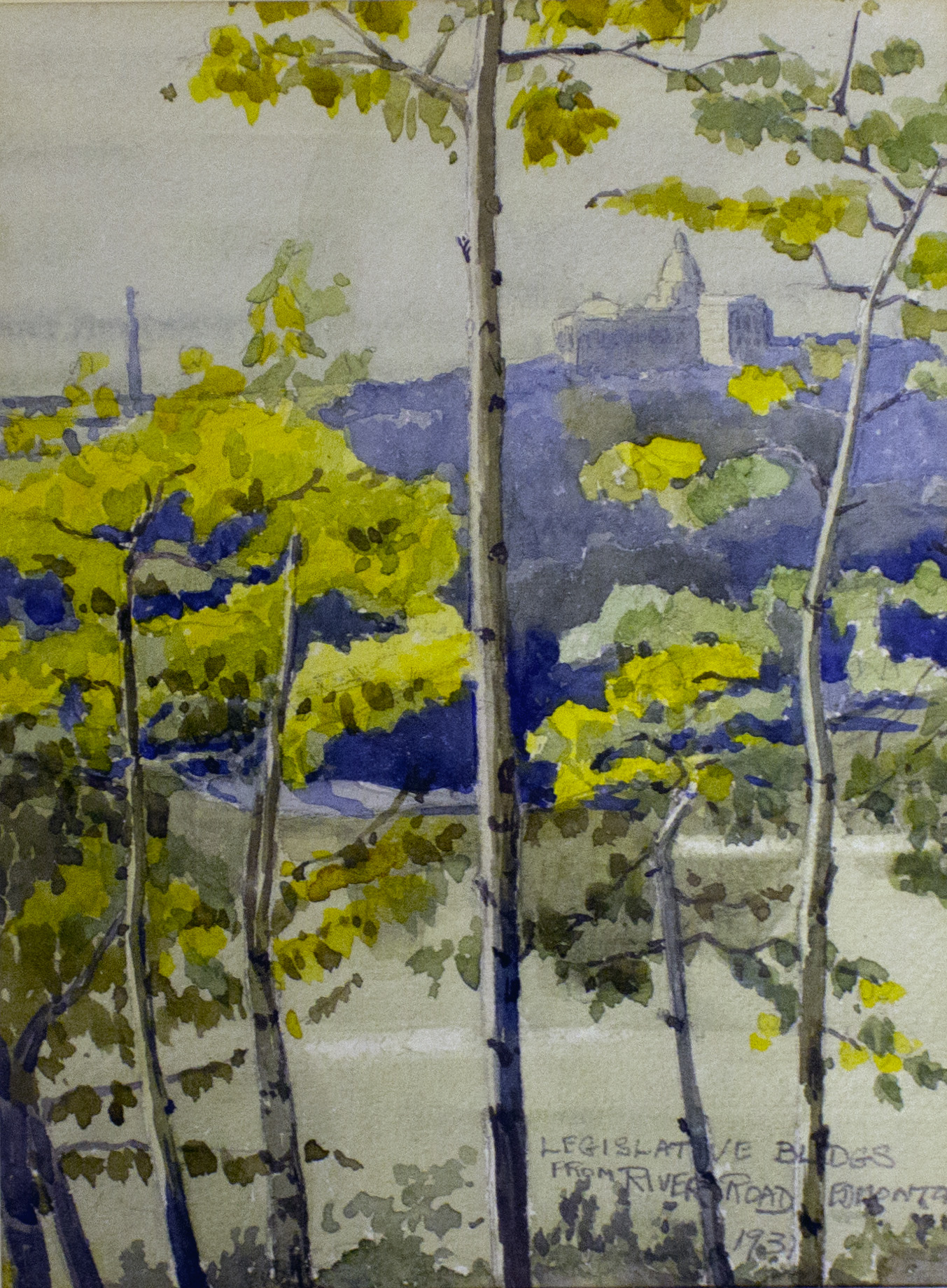 Painting of Legislative Buildings from River Road