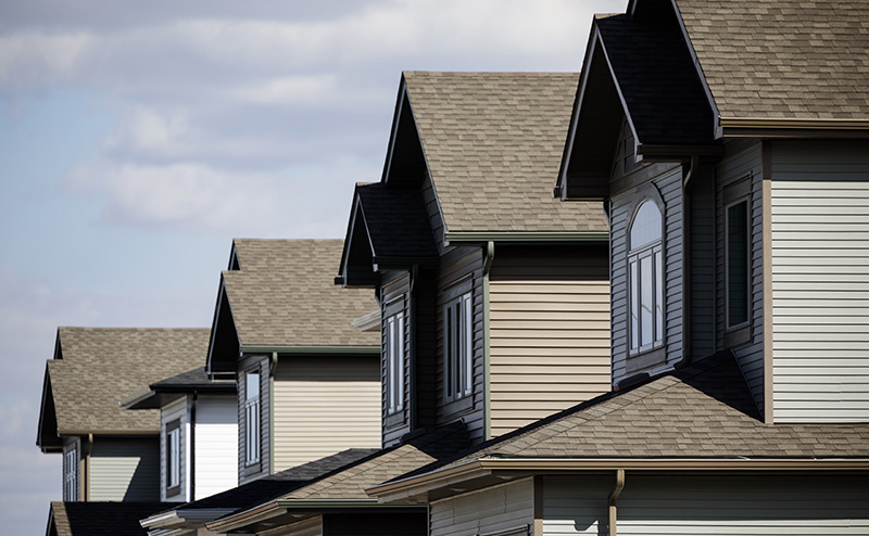 A row of new single family homes
