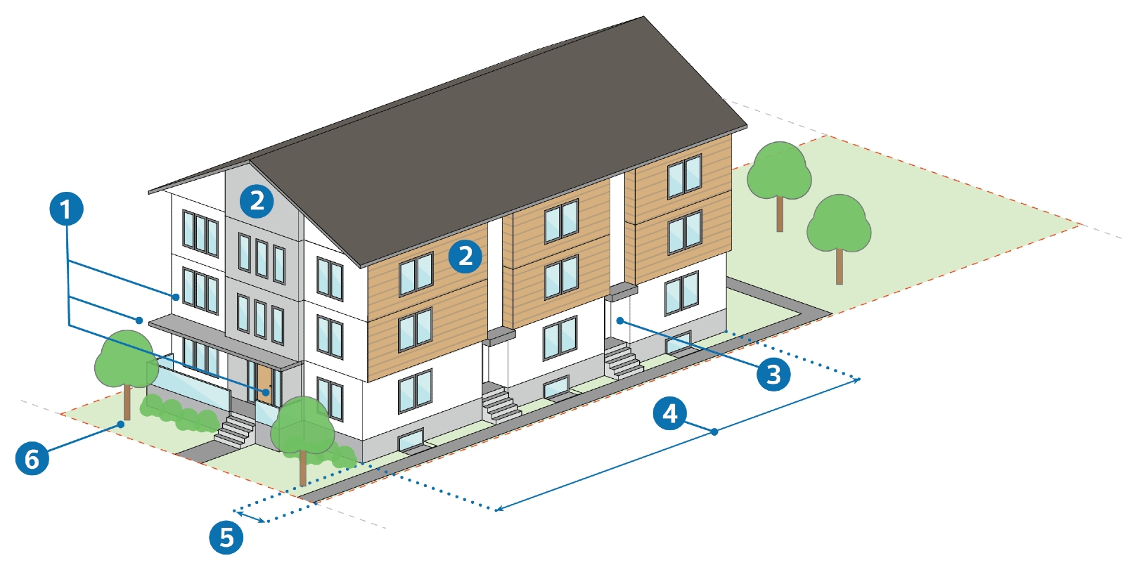 Illustration of 8-unit row house