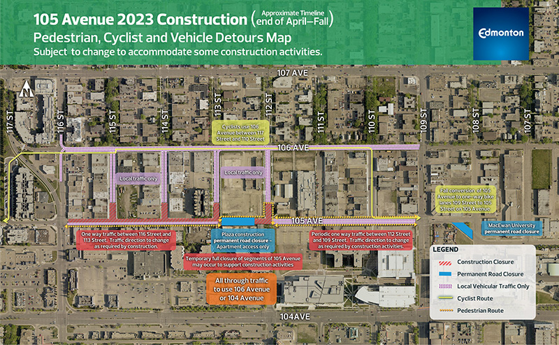 105 Avenue Streetscape-Phase3_Construction Detour Map