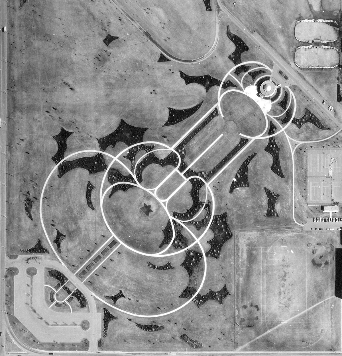 An aerial view of Coronation Park.