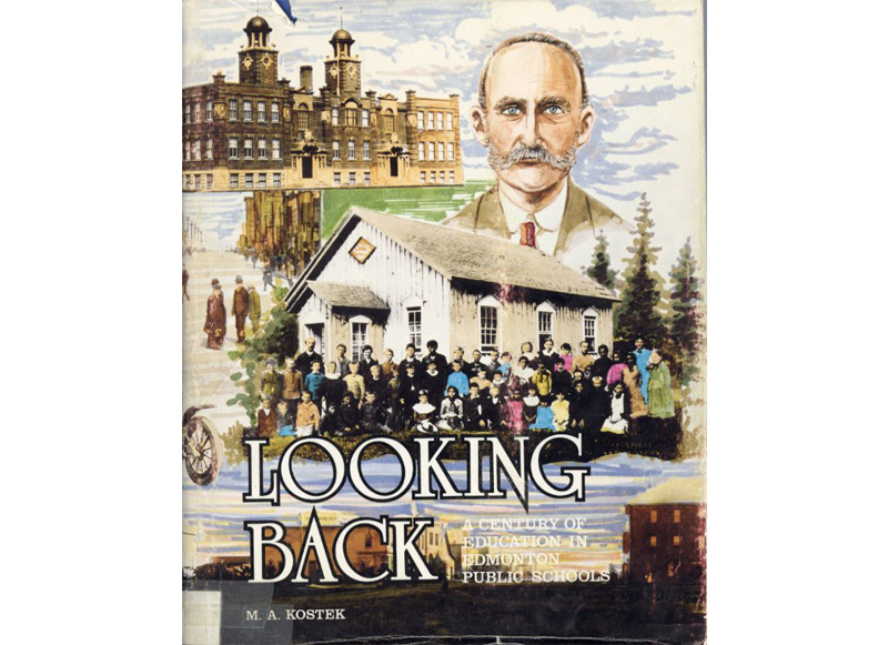 The cover of a book featuring various historical Edmonton schools.