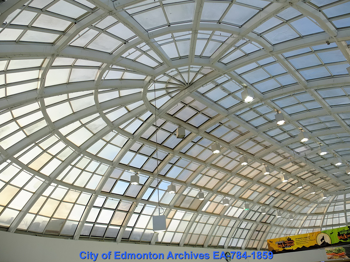 The domed glass ceiling of West Edmonton Mall.