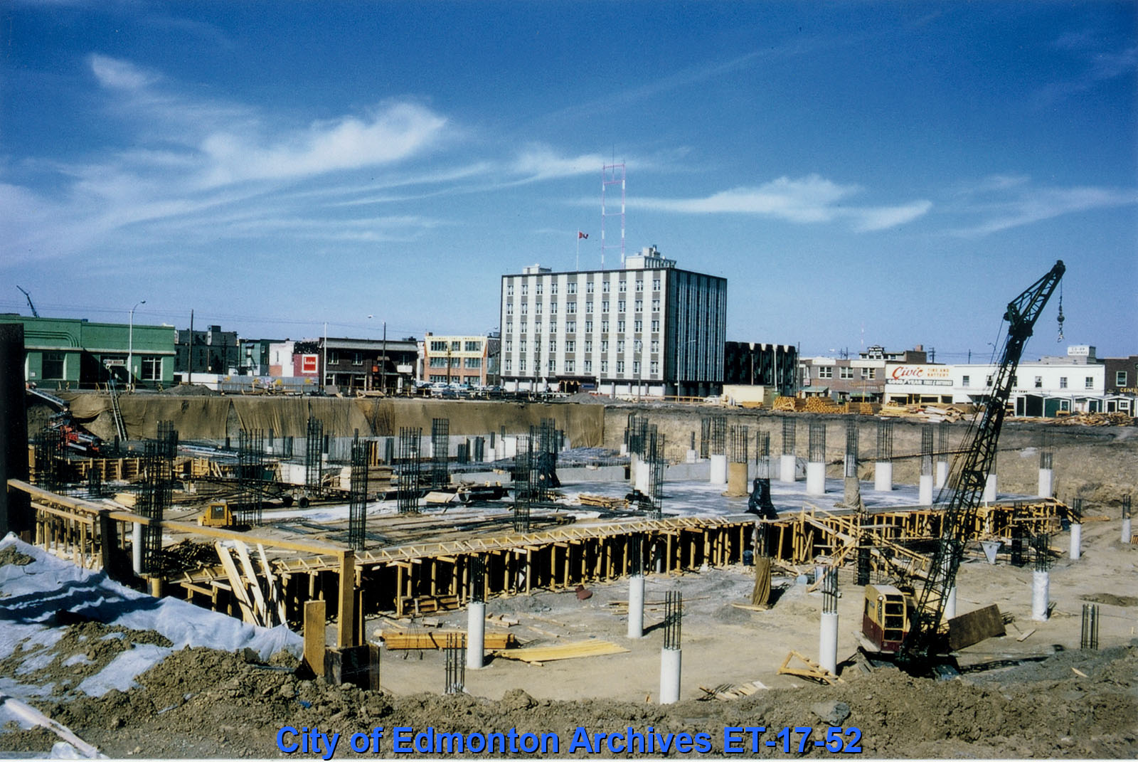 A photograph of the Centennial Library under construction.