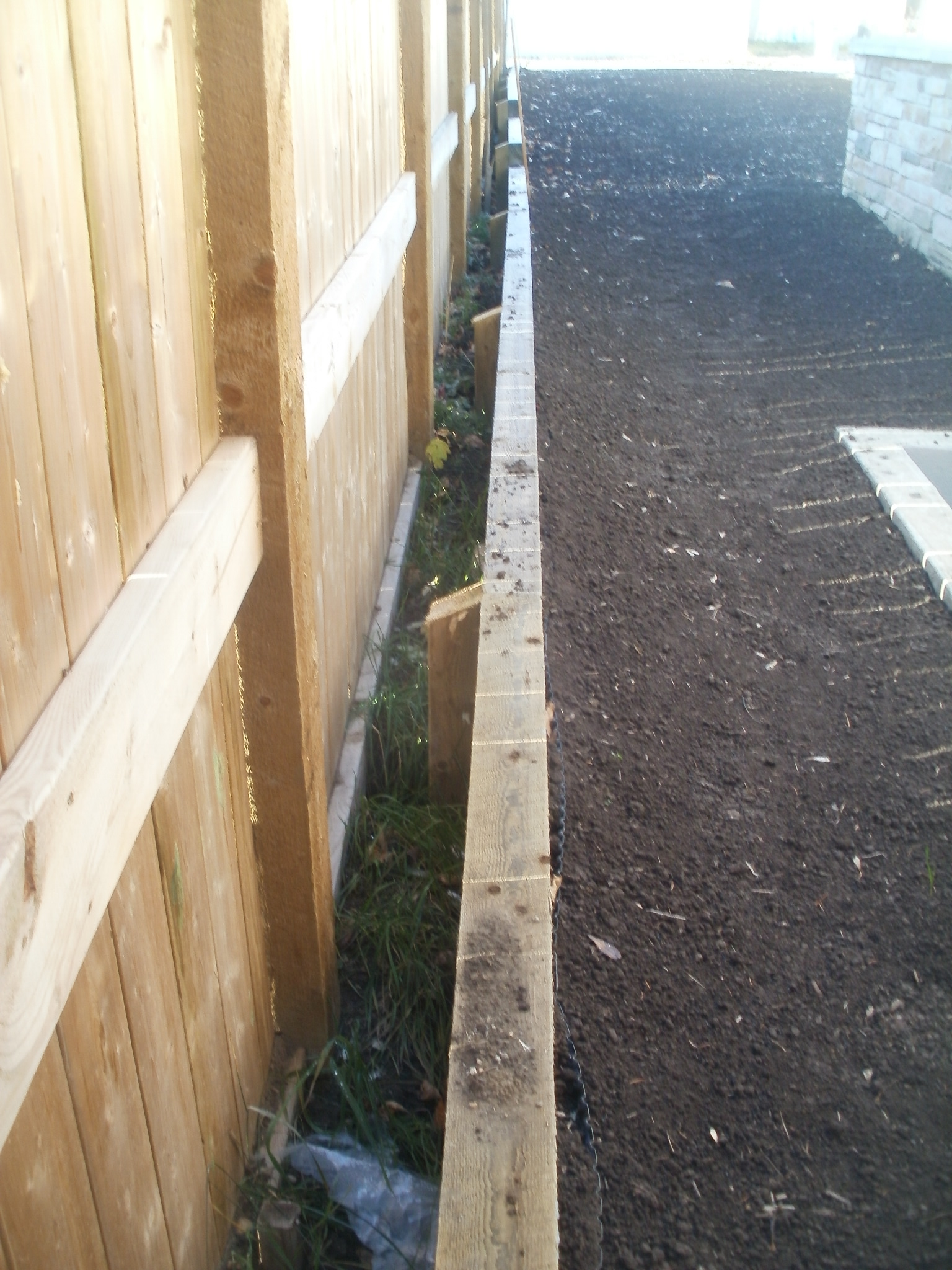 Retaining wall within private property