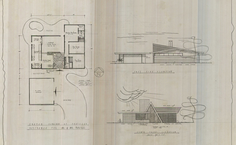 Floor plans and house fronts drawn by J.N. Stephens.