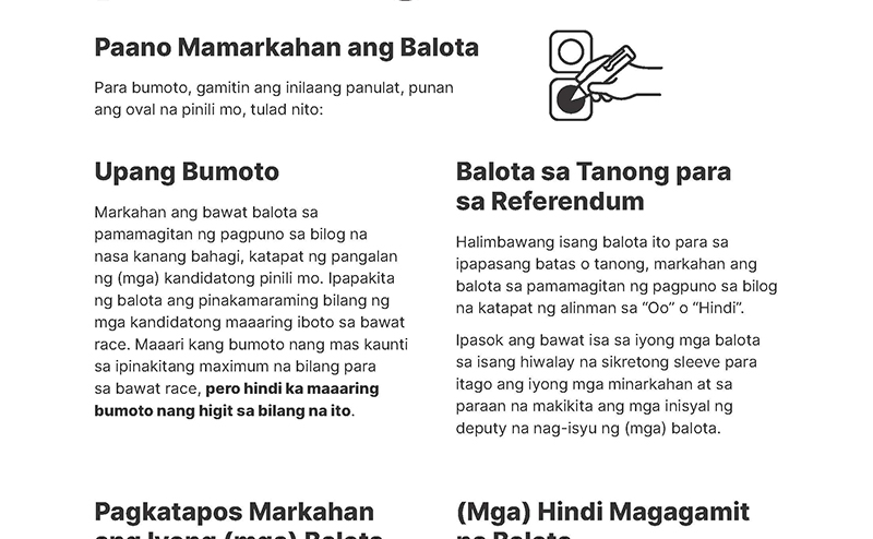 How to Mark a Ballot in Filipino