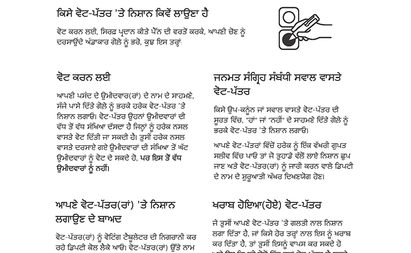 Screengrab of How to Mark a Ballot in Punjabi