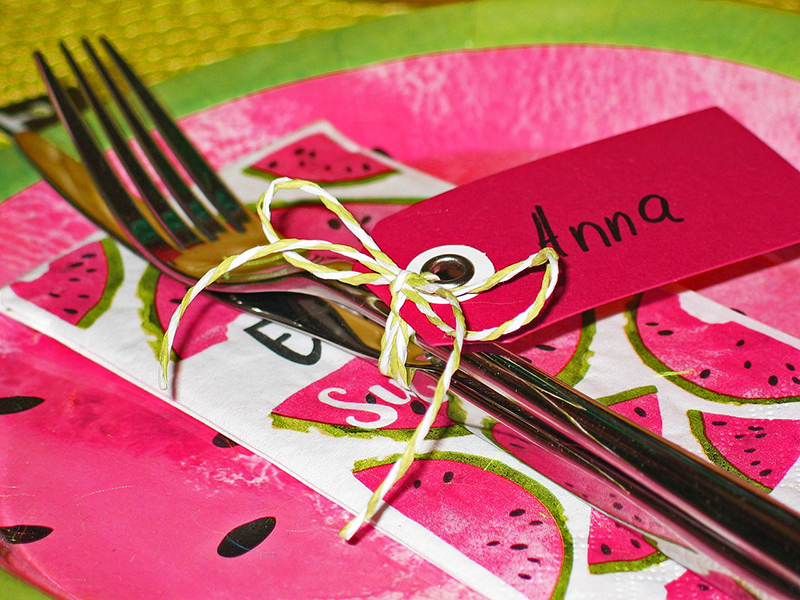 Dinner place setting with the name of Anna