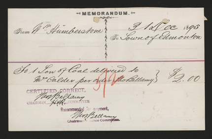 A paper invoice, dated 1895.