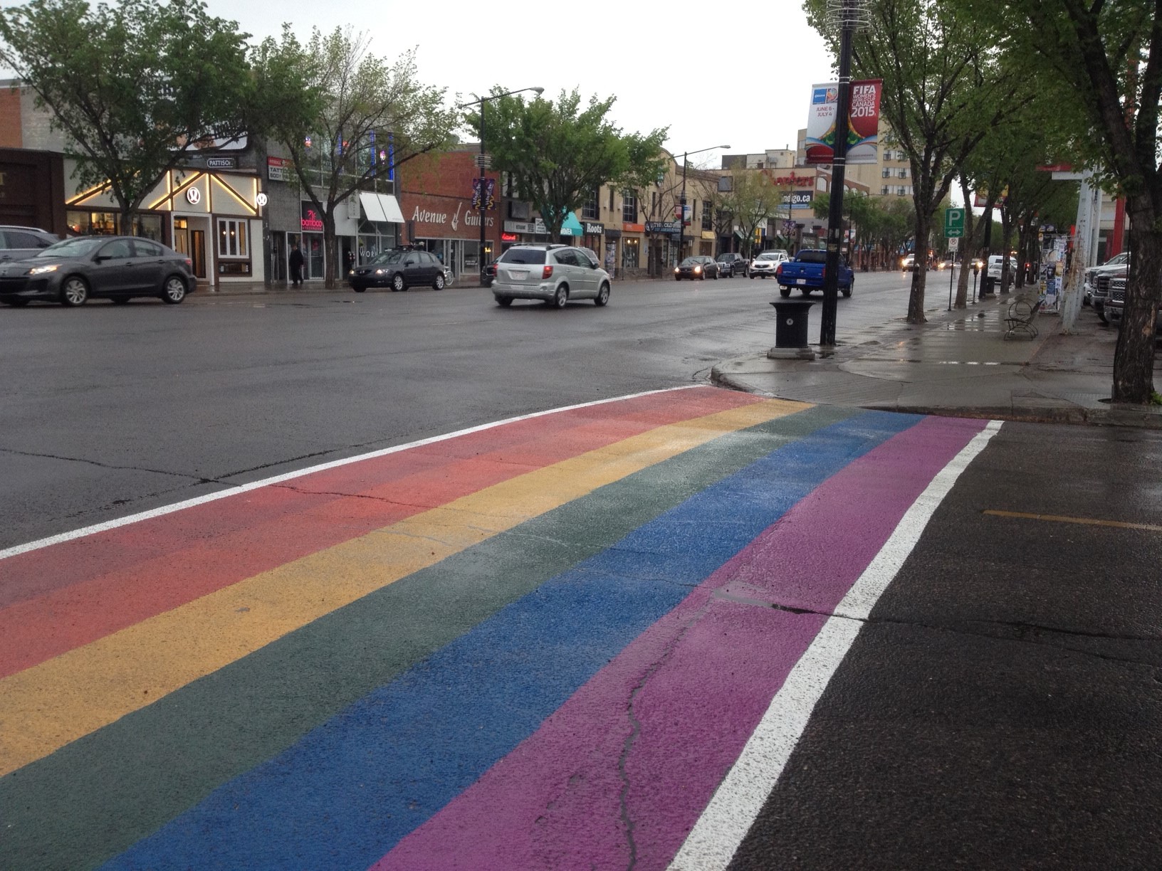 Rainbow crosswalks 106 St and 82 Ave