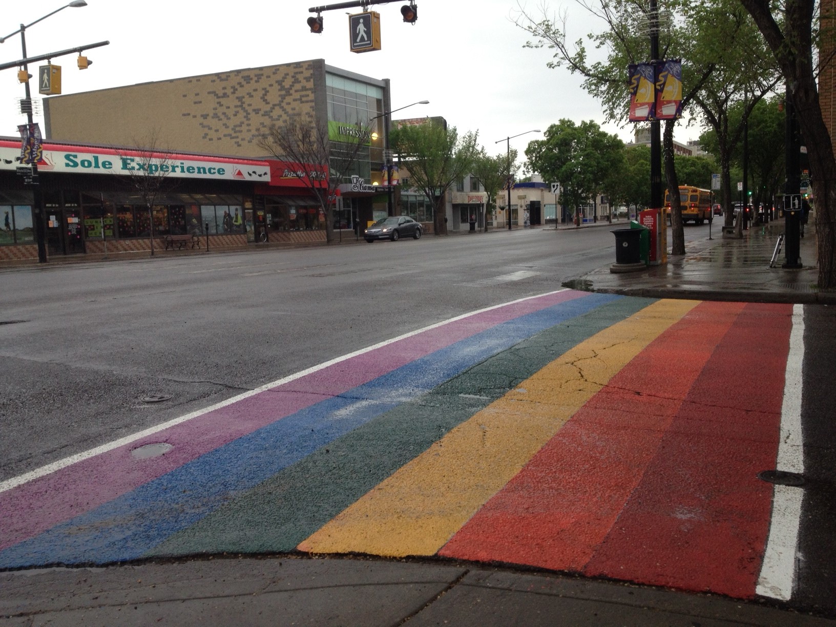 Rainbow crosswalks 108 St and 82 Ave