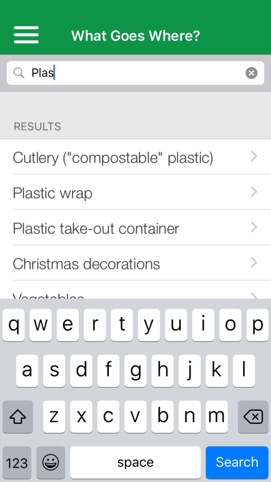 Screen shot of  plastic search