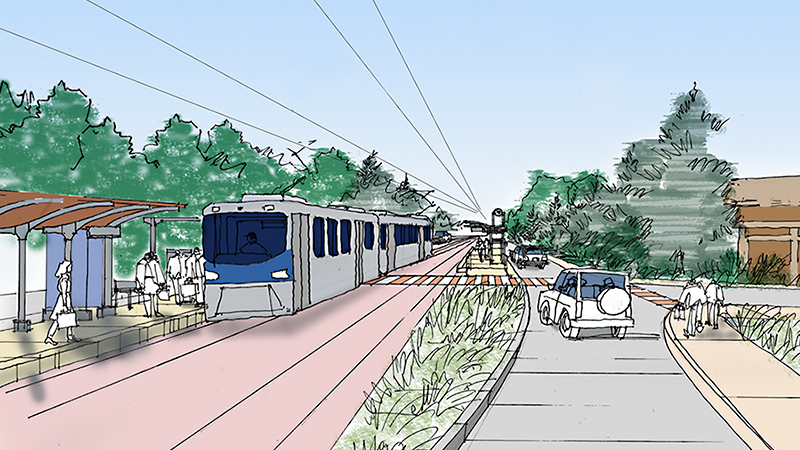 A graphic rendering of Glenora Station