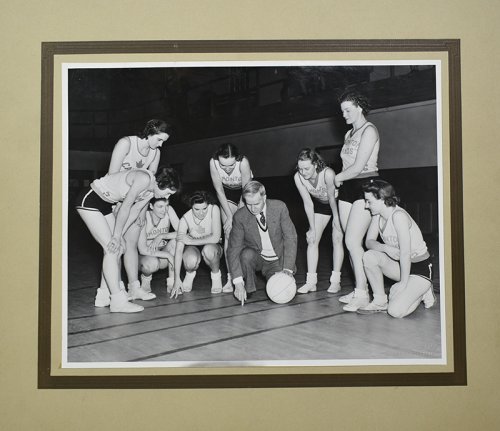 Coach Percy Page running a practice, 1939 [1980-16-28]