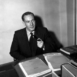 A black and white photo of Edmonton's first city planner, Noel Dant.