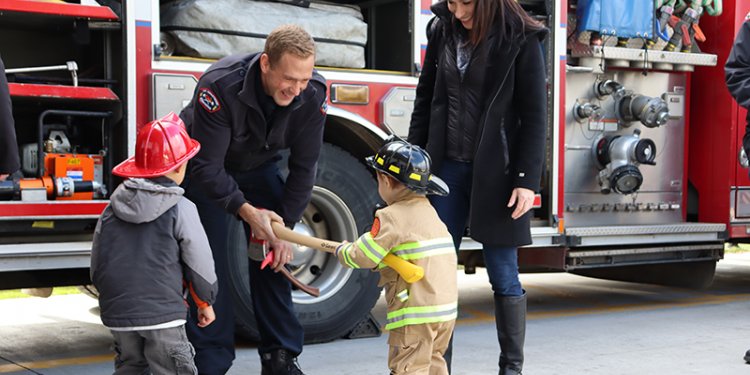 firefighter and kids