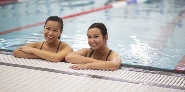 Two people in the pool