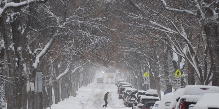 person walking in cold weather