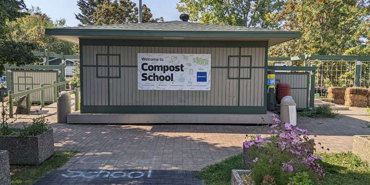 compost school building entrance