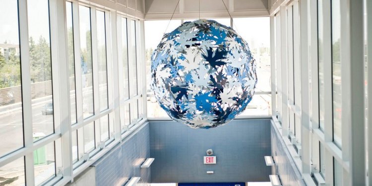 A round ball shaped art piece 