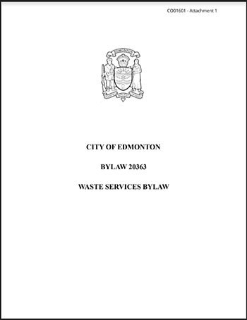 waste bylaw Waste Services Bylaw (20363)