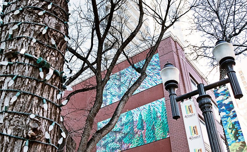 View of downtown 104 street mural