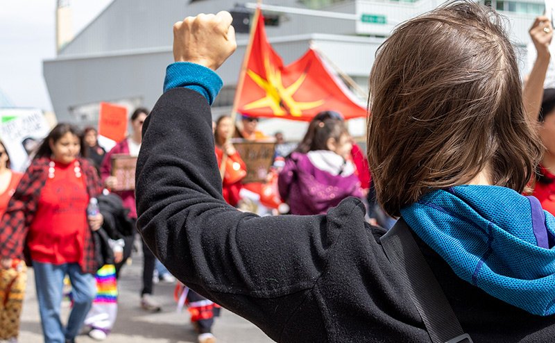 person at march protesting