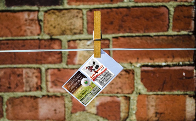 Postcard on a clothesline