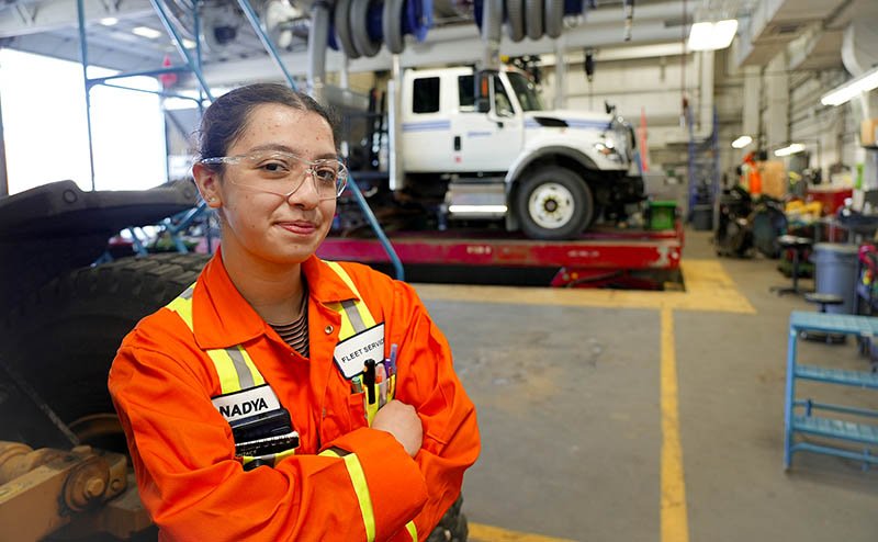 Heavy equipment technician intern Nadya