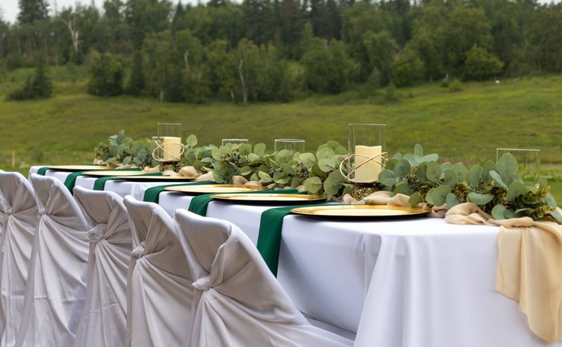 decorated tables in park