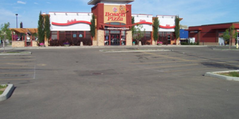 Lot grading in a Boston Pizza parking lot