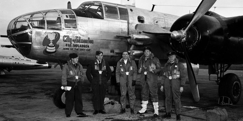 Squadron 418 plane with "Home of the Grey Cup" decal