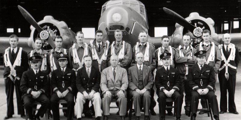 1940: Wop May with original pilot staff of No 2 Air Observer School