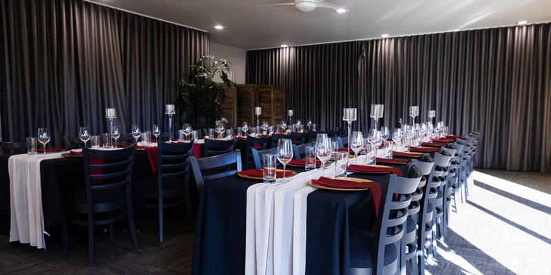 Victoria Social Room with tables set for an event.