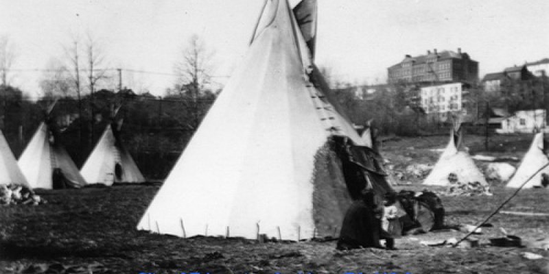 Tipis set up near the Ortona Armoury building circa 1920