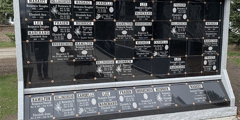 outdoor wall of plaques