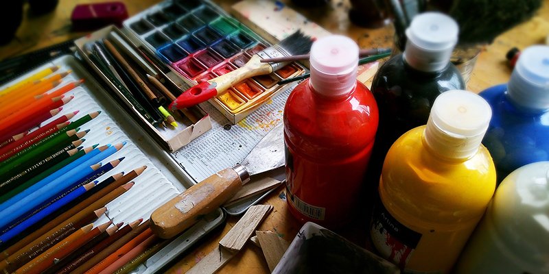 paints and brushes