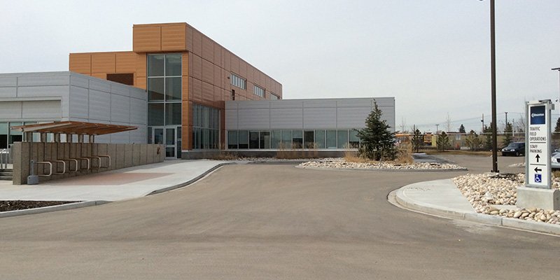 A graded commercial parking lot