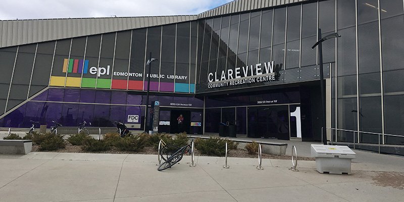 A graded parking lot outside of Clareview recreation centre