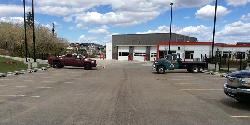 A graded multi-family parking lot