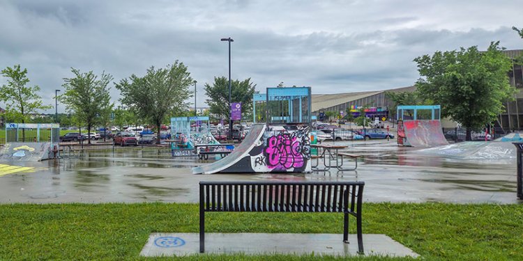 skate park with bench in park