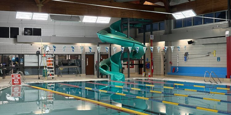 lane swimming pool with slide