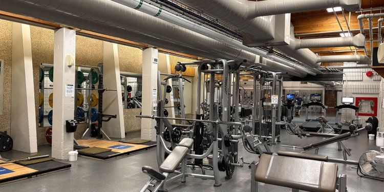 weights and other fitness equipment in fitness centre